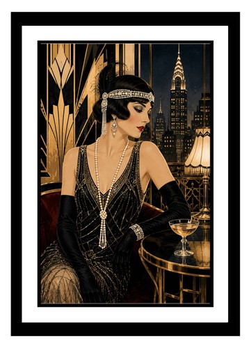 Art deco flapper lady - a4, druck